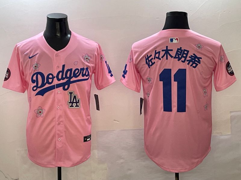 Men Los Angeles Dodgers #11 R.Sasaki Pink Sakura Edition 2025 Nike MLB Jersey style 10->los angeles dodgers->MLB Jersey